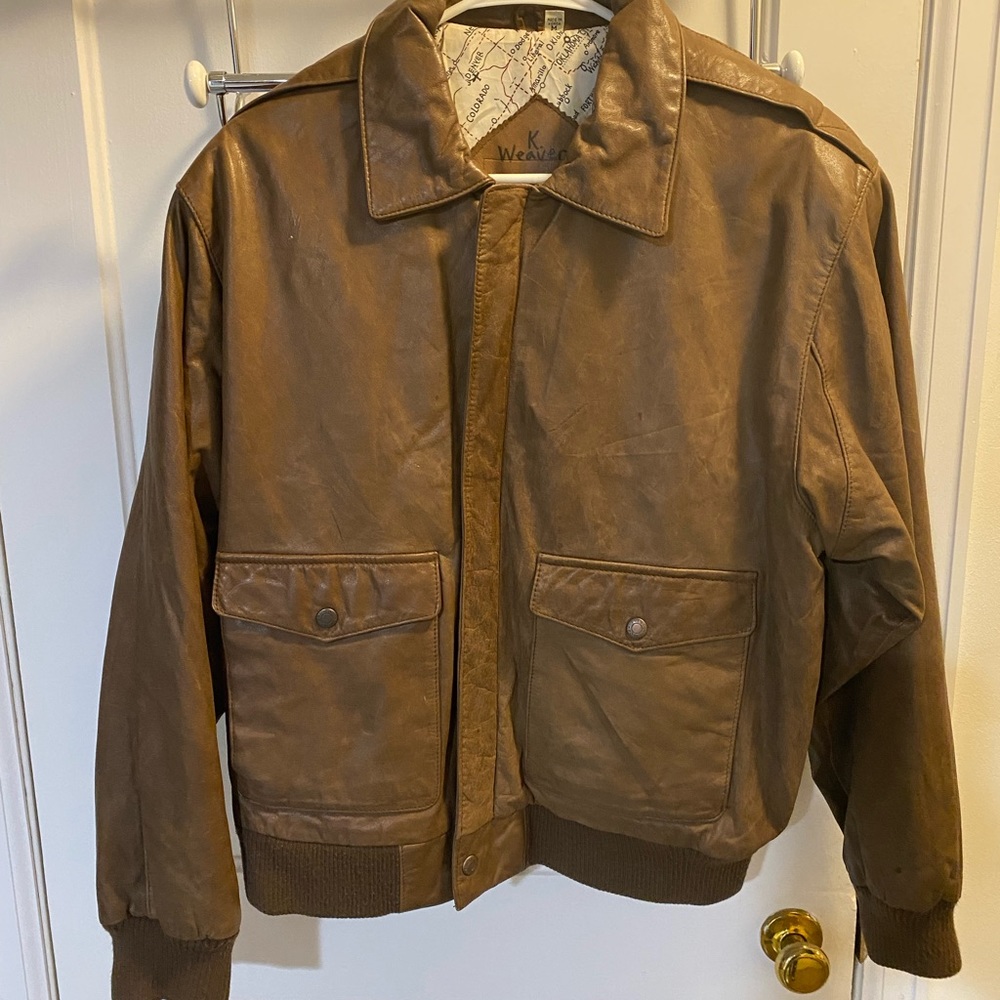 Vintage Preston and York brown leather bomber jacket